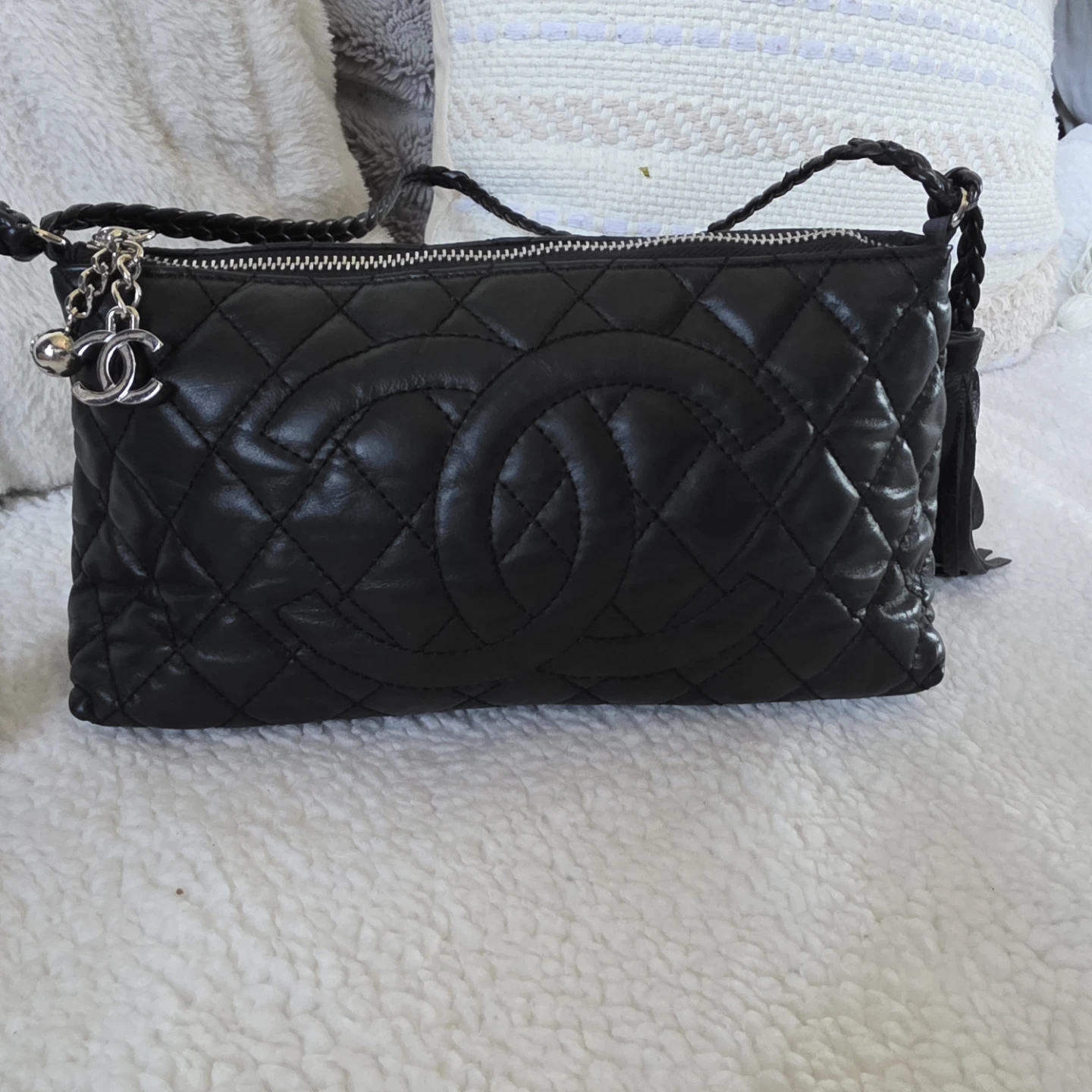 Cc Black Quilted Leather Shoulder Bag
