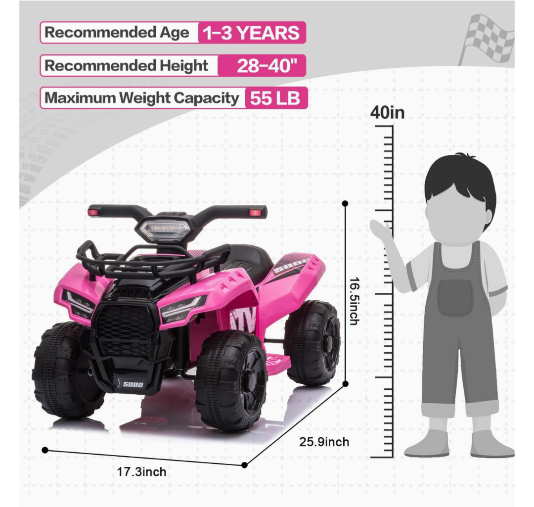 Electric/ Rechargeable Kids 4 Wheeler ATV Ride On Car - photo 3