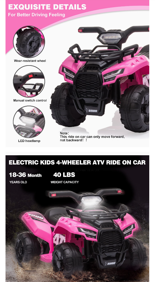 Electric/ Rechargeable Kids 4 Wheeler ATV Ride On Car - photo 5