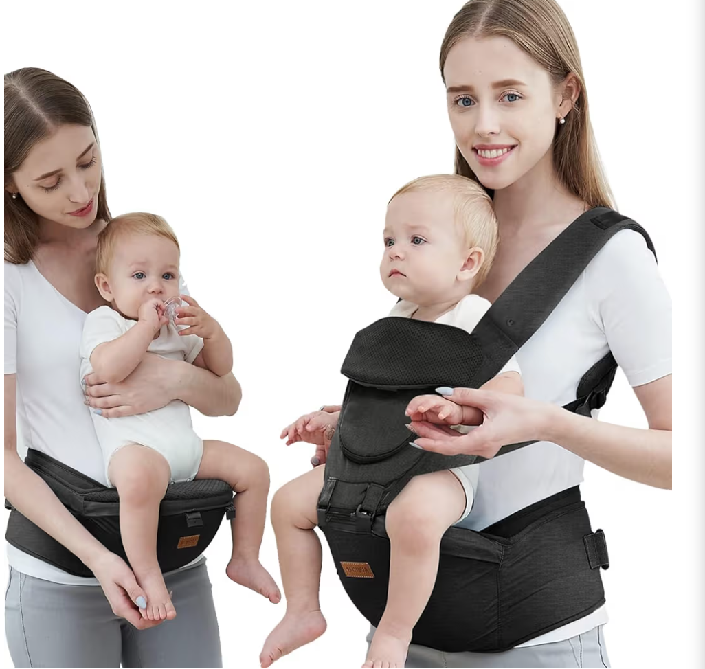 Black Baby Carrier with Hip Seat New