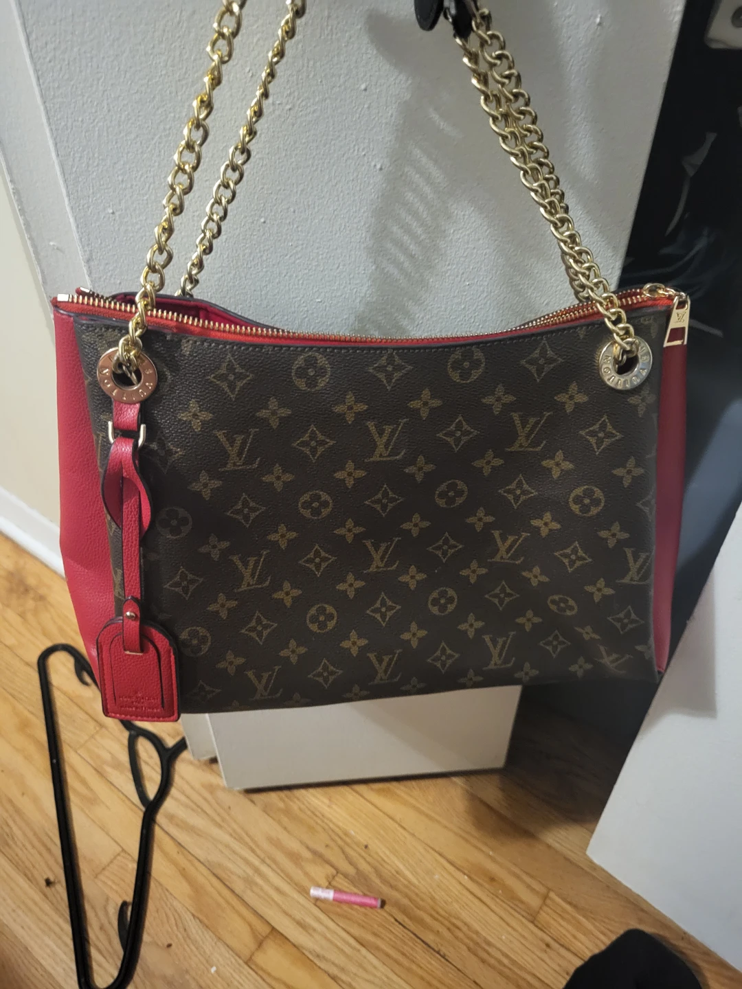 Louis Vuitton Monogram Canvas & Red Leather Shoulder Bag - photo 2