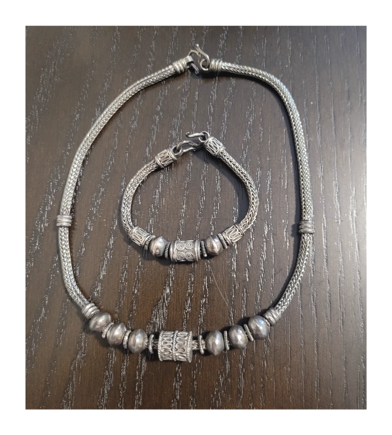 Peruvian Sterling Silver Necklace and Bracelet Set