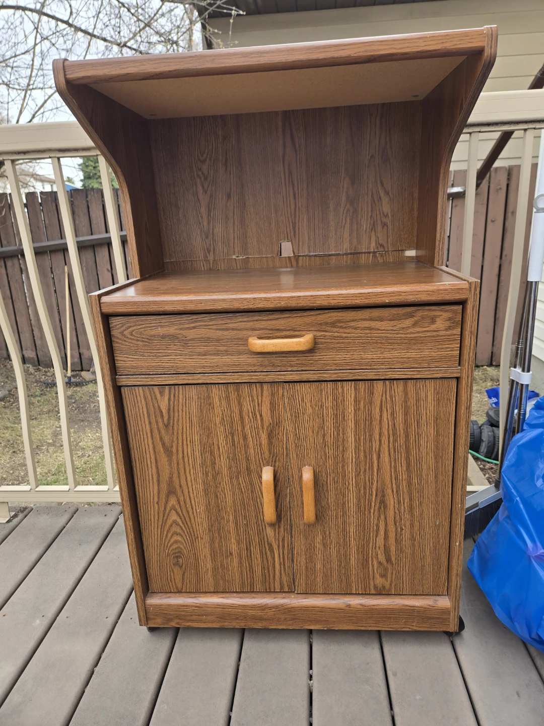 Vintage Oak-Look  Cabinet with Drawer and Doors