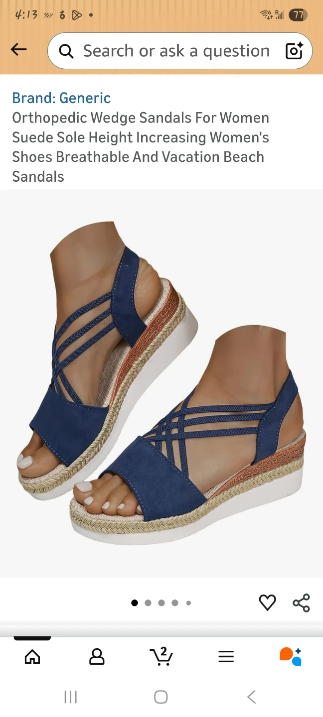 Navy Blue Espadrille Wedge Sandals -41