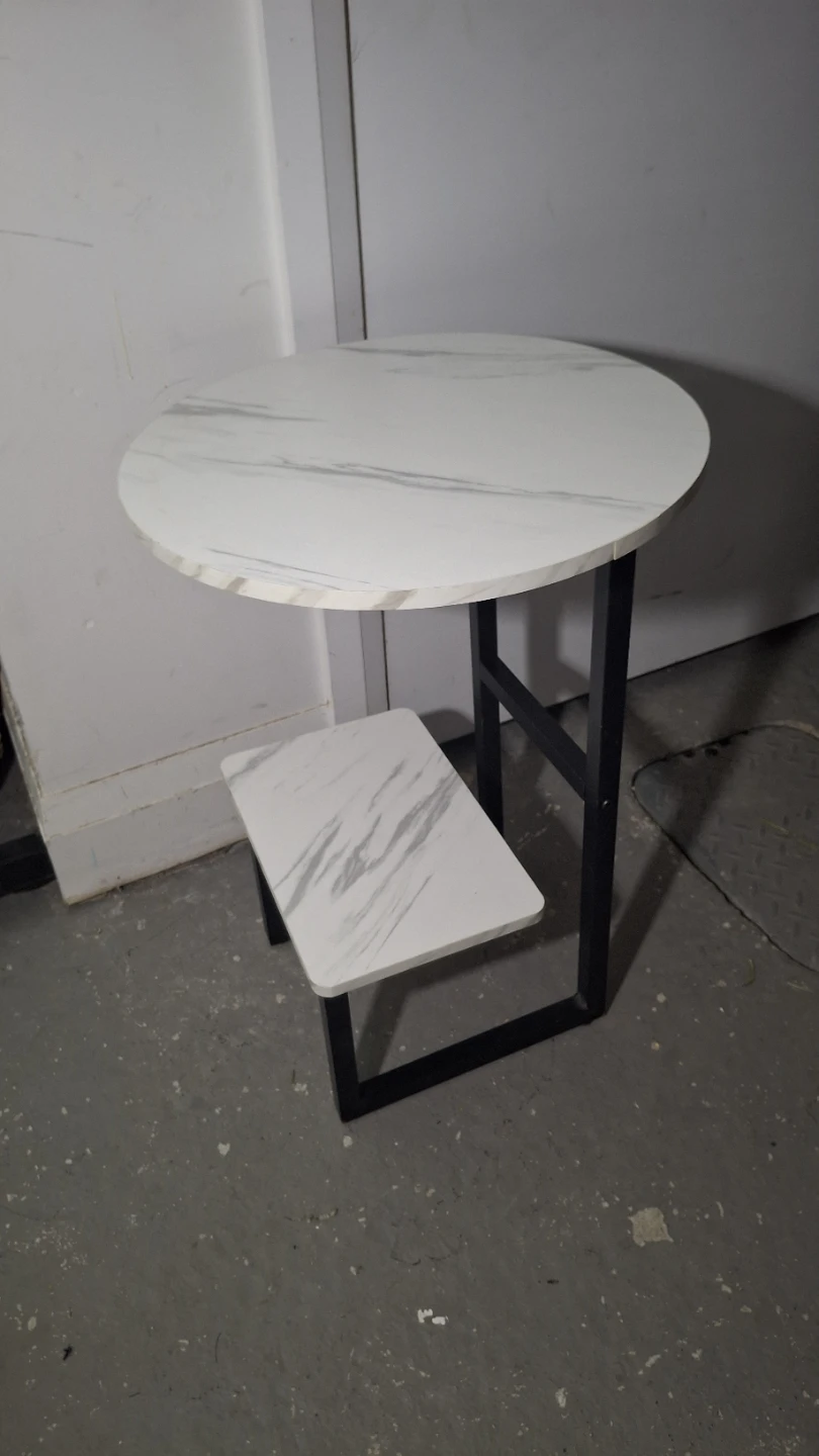 Faux Marble Side Table with Shelf