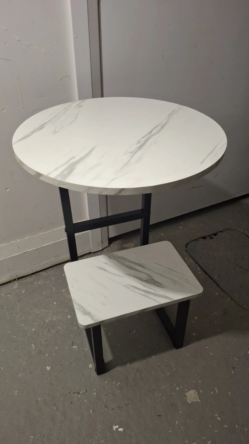 Faux Marble Side Table with Shelf - photo 2