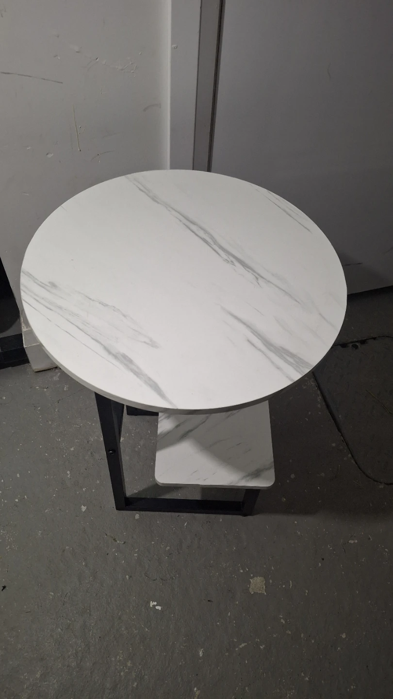 Faux Marble Side Table with Shelf - photo 3