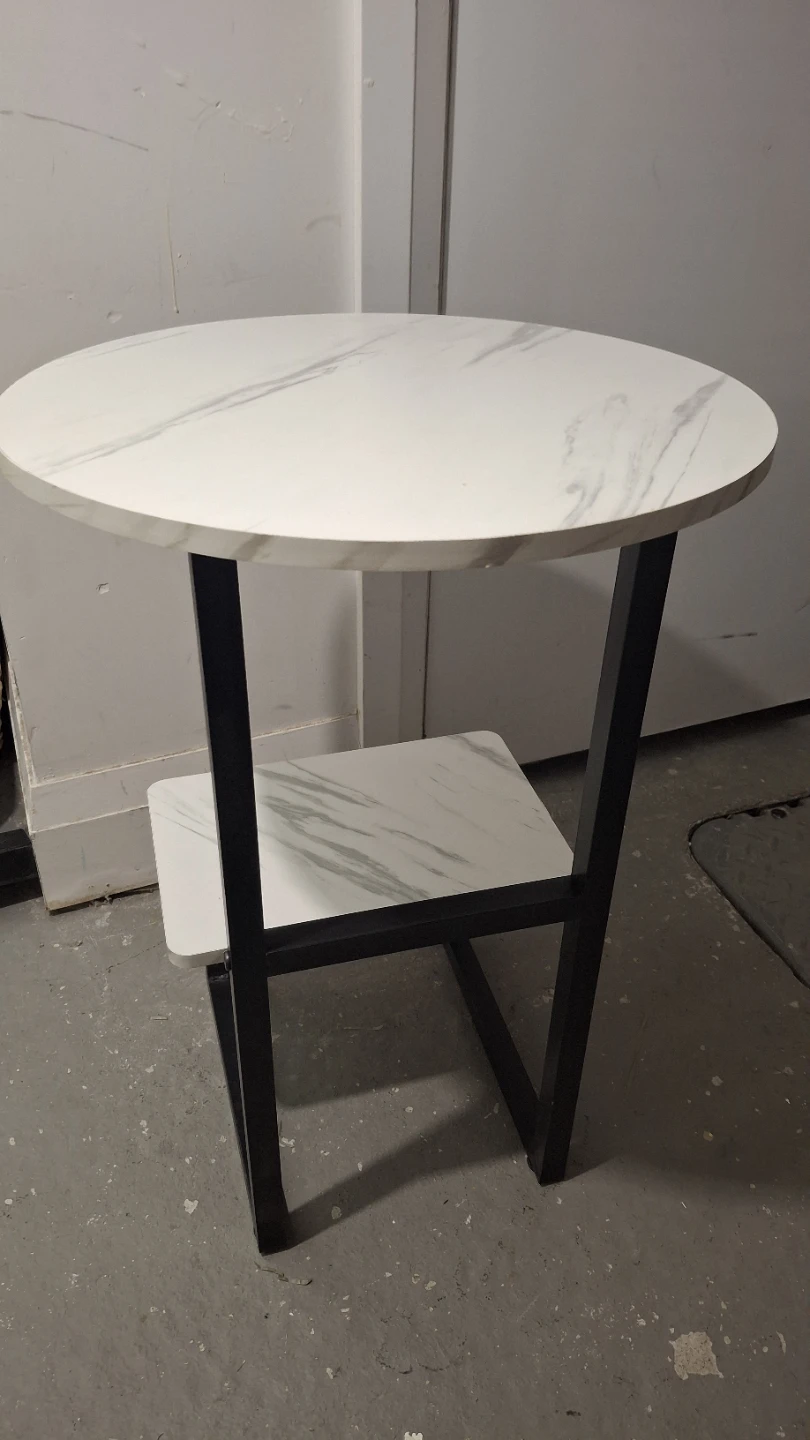 Faux Marble Side Table with Shelf - photo 4
