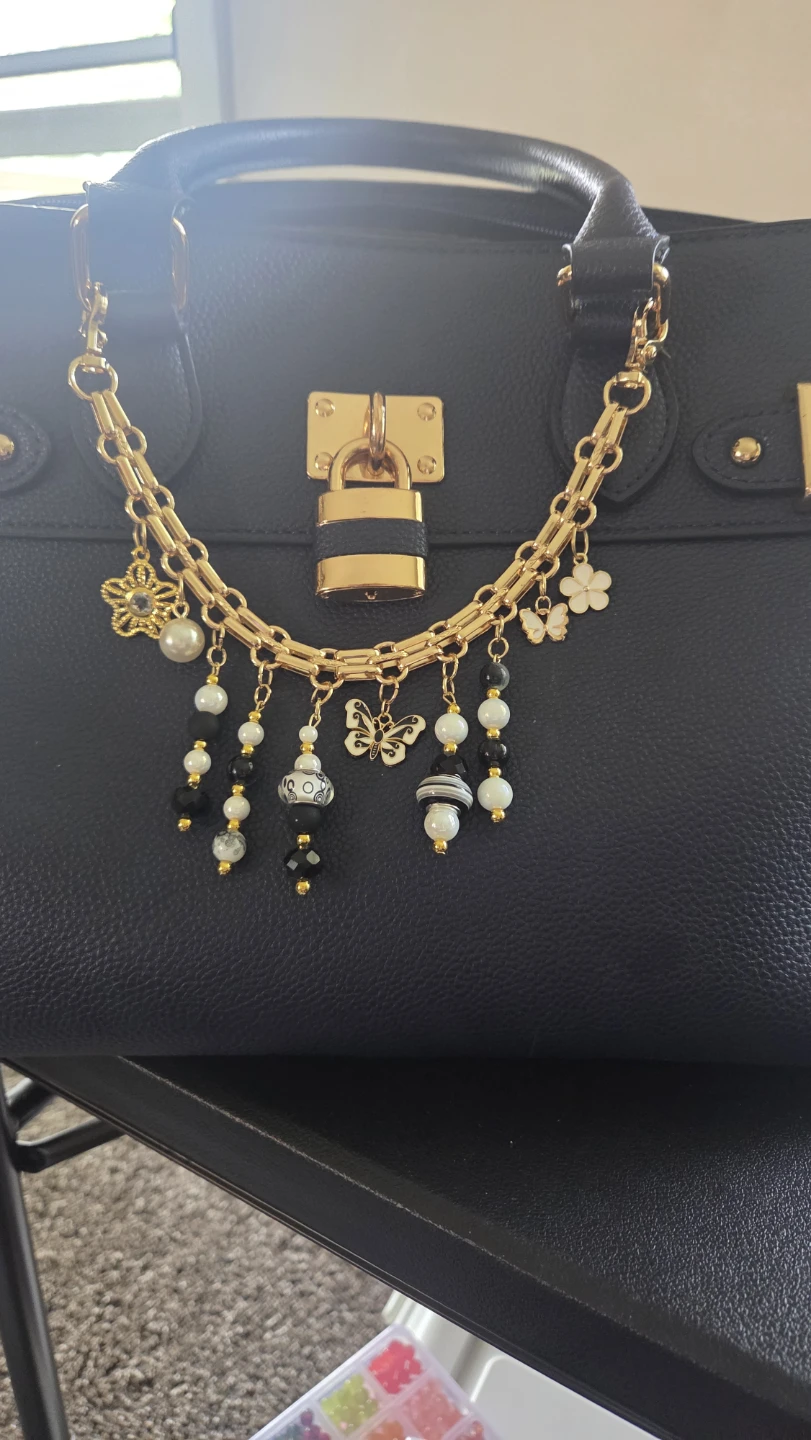 Gold Chain Bag Charm with Charms