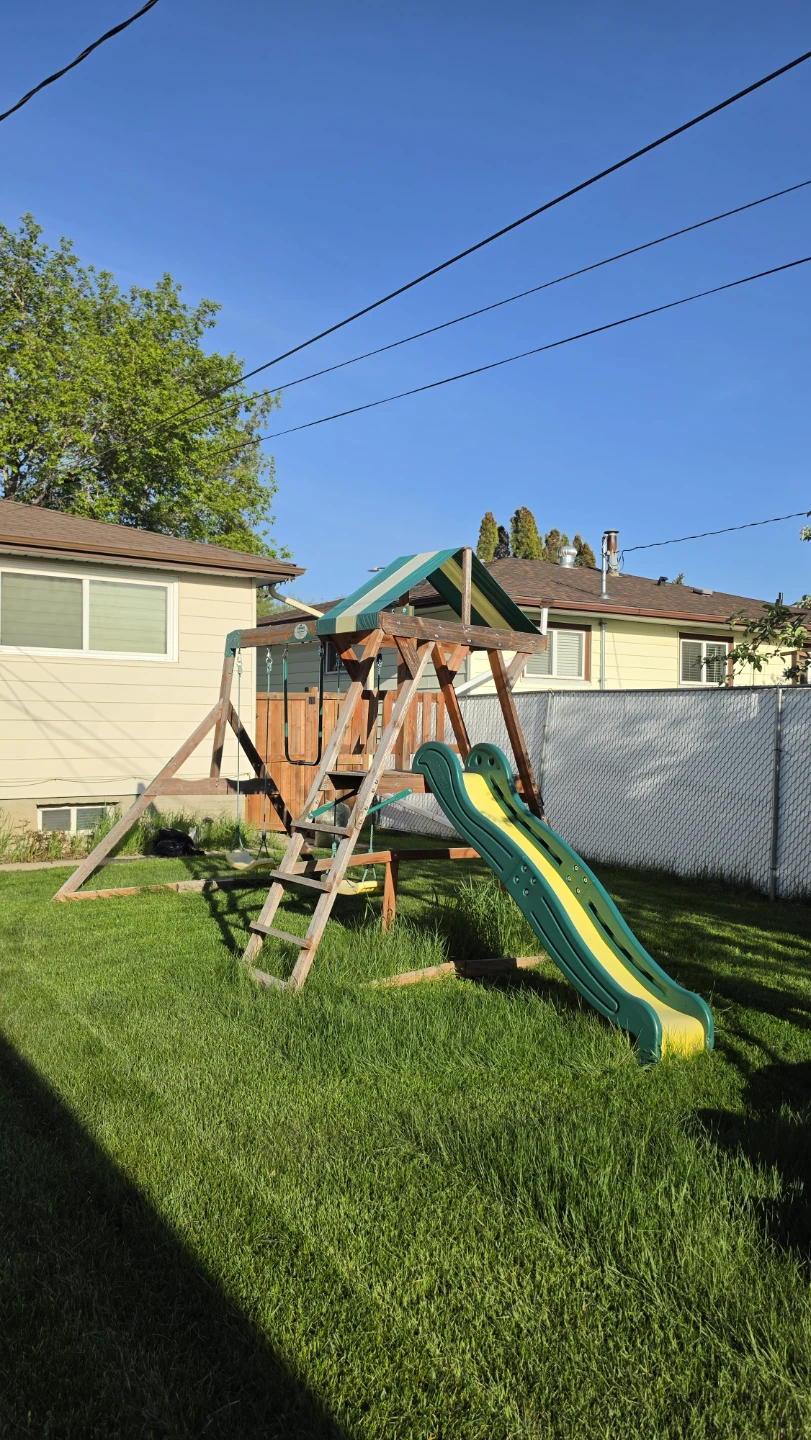 Wooden Swing Set with Slide