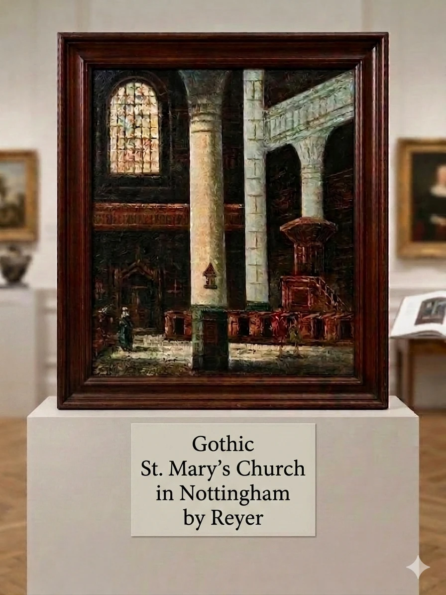 Gothic St. Mary's Church Impasto Oil on Canvas by Reyer - photo 2