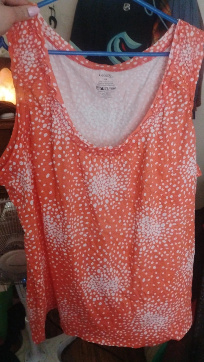 George Women's Orange Floral Tank Top Size 4X