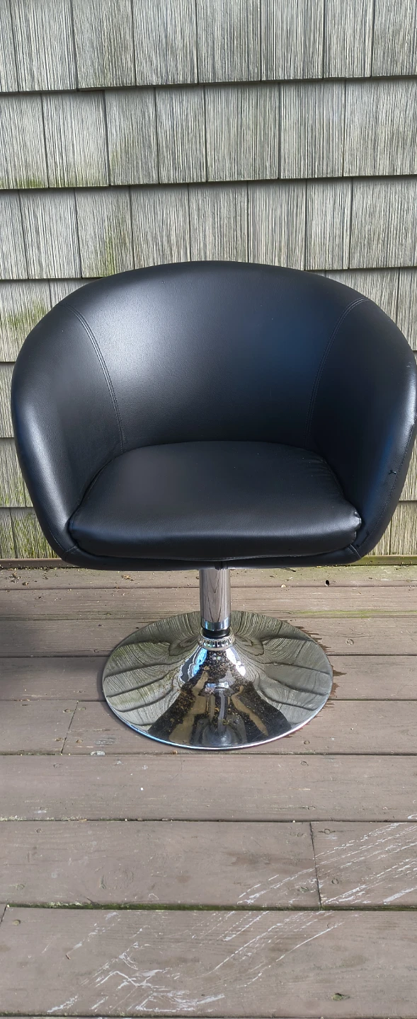 Black Faux Leather Swivel Chair - photo 2