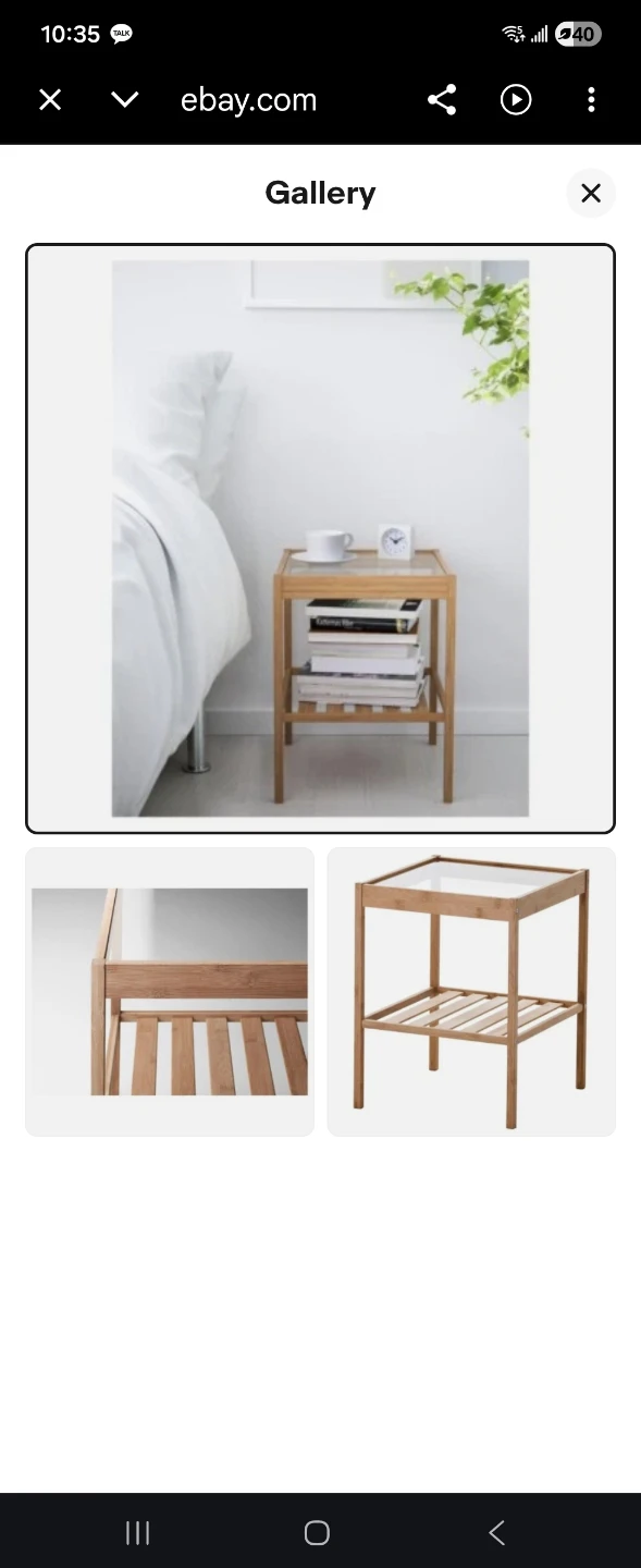 IKEA NESNA Side Table Nightstand Bamboo Glass Top - photo 2