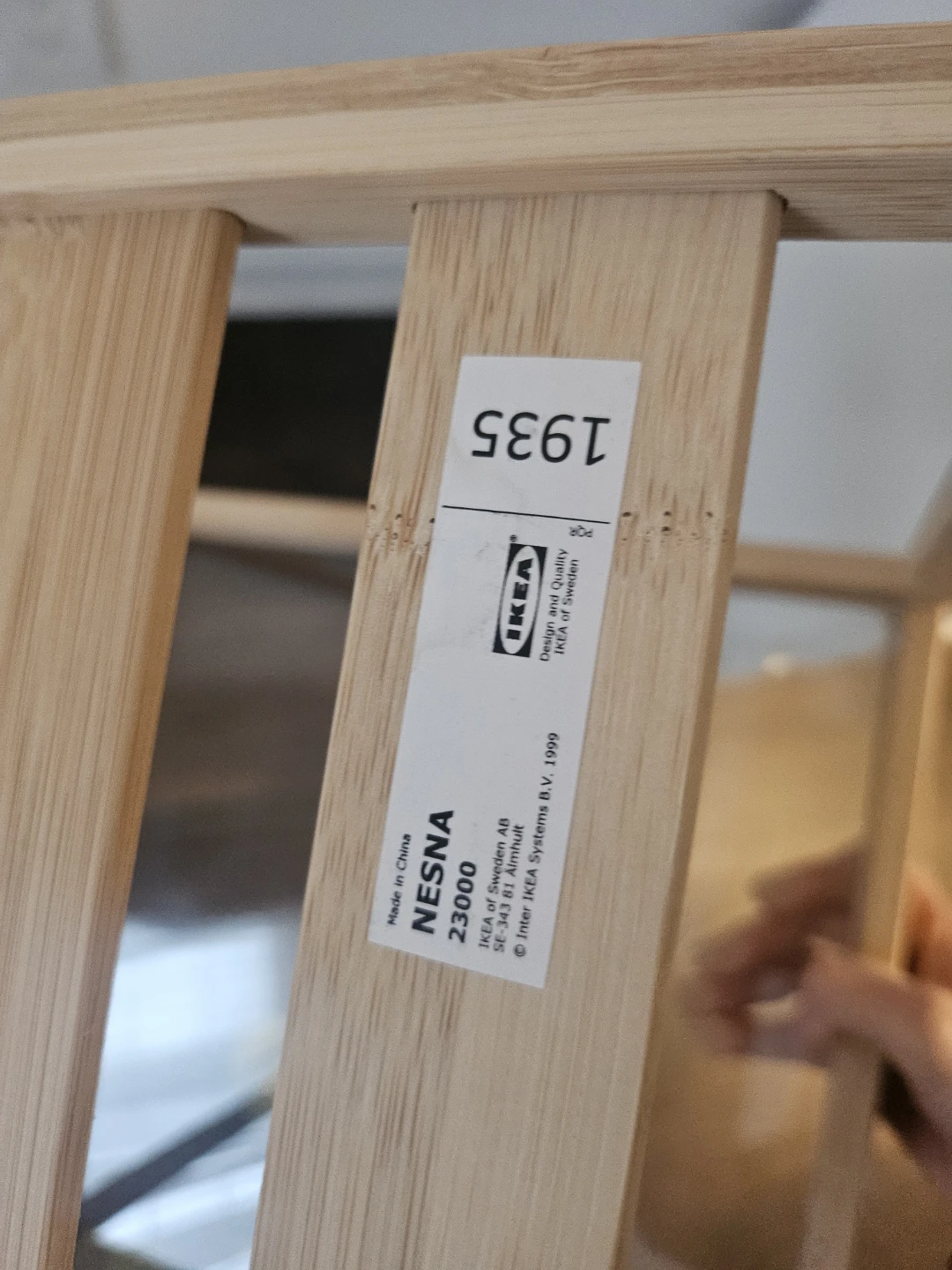 IKEA NESNA Side Table Nightstand Bamboo Glass Top - photo 3