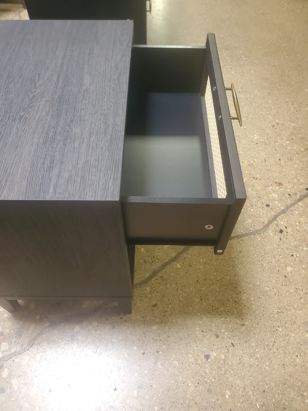 Dark Wood Nightstand with Cane Drawer(New In A Box) - photo 4