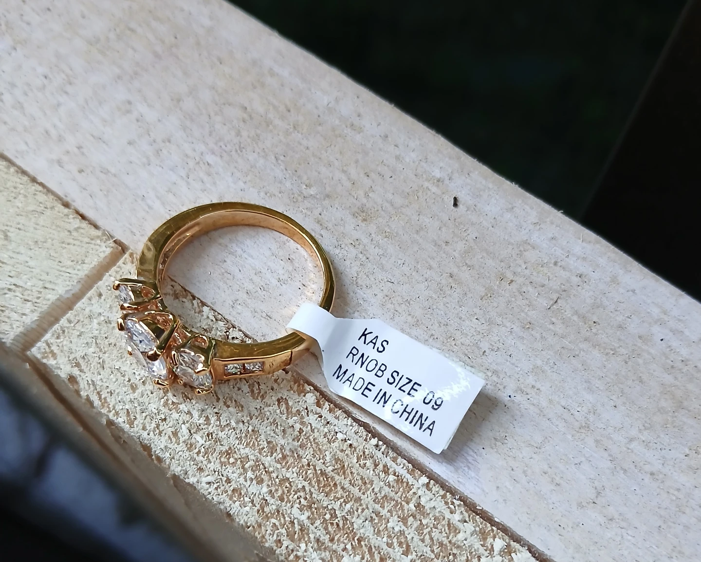 14KT Gold Plated Oval & Baguette CZ Accent Ring Size 9 - photo 3