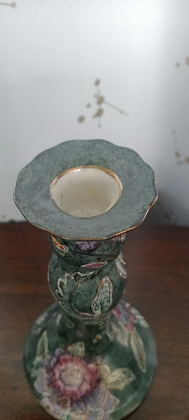 Toyo Candlestick Holder - Green Floral Design - photo 4