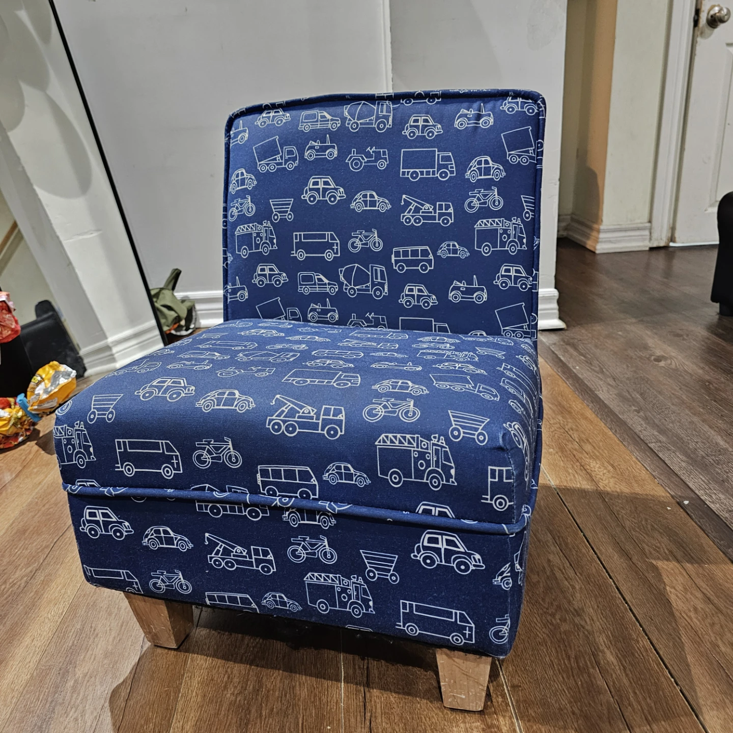 Kids Blue Vehicle Print Accent Chair