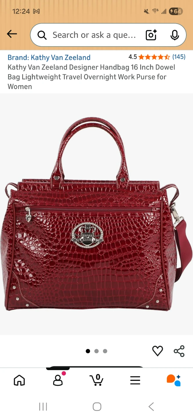 Kathy Van Zealand Red Faux Croc Handbag 16 Inch