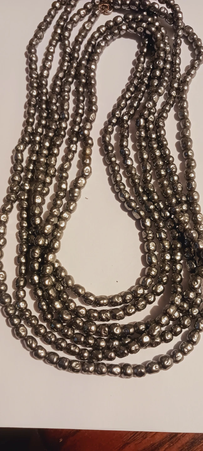 Beautiful Extra Long Dark Grey Pearl Necklace