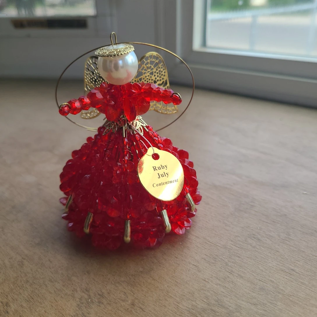 Red Beaded Angel Ornament July
