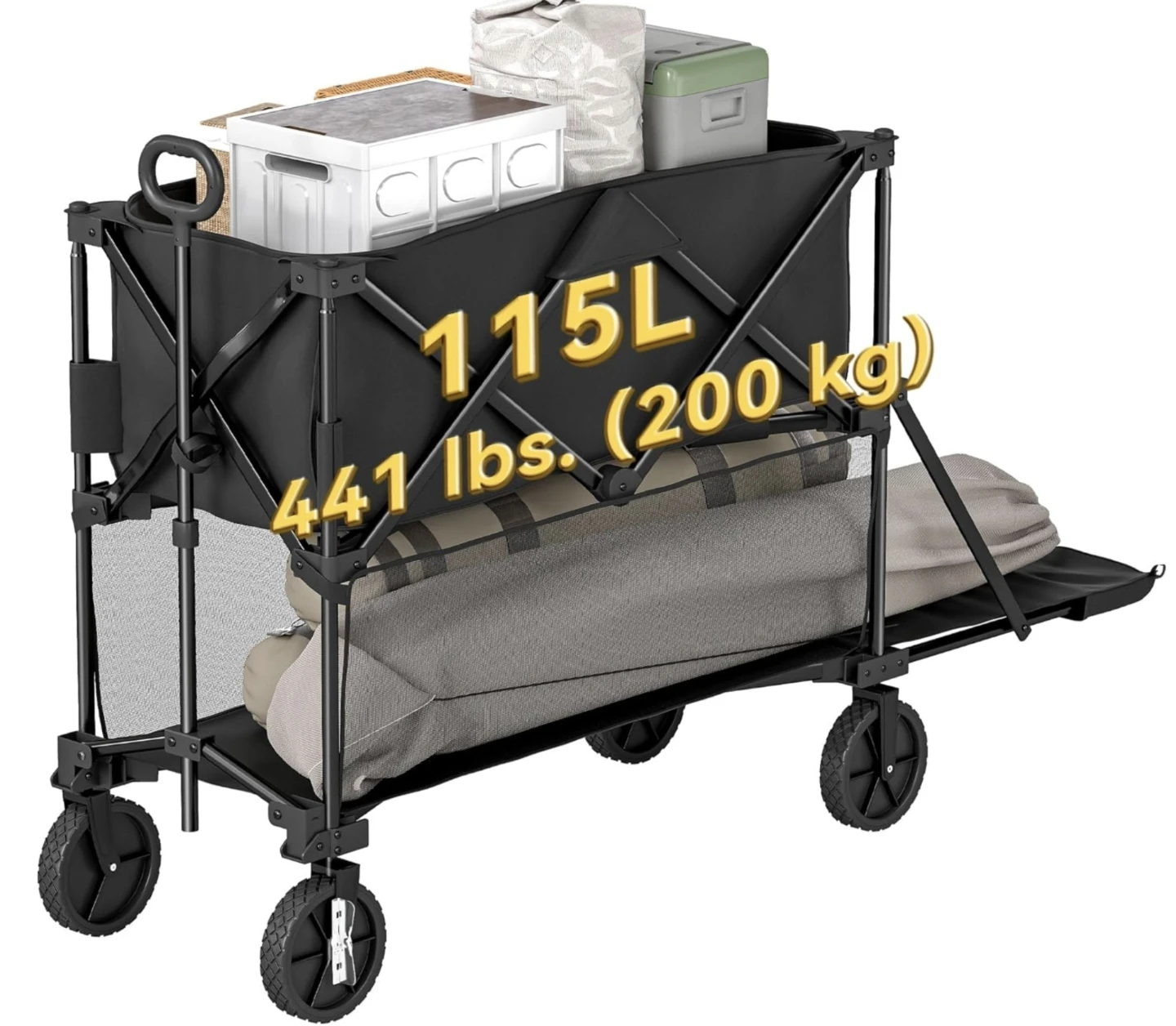 Black and orange double decker Folding Wagon 115L Capacity