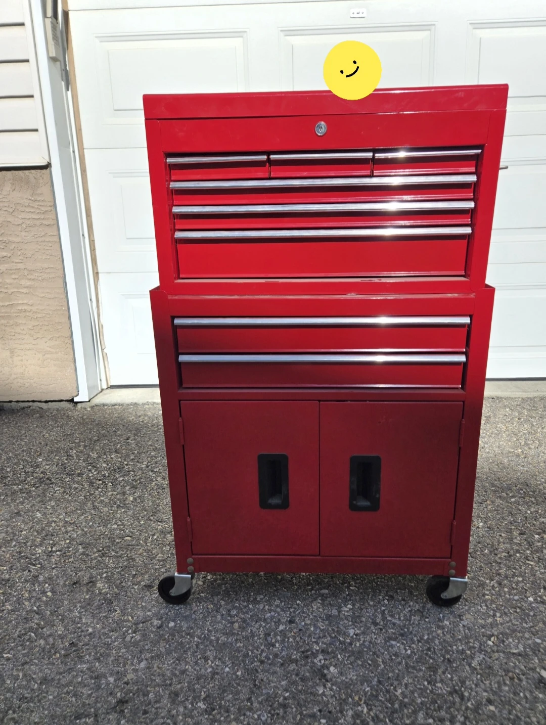 23.5" Red Metal Rolling Tool Chest with Drawers and Cabinets