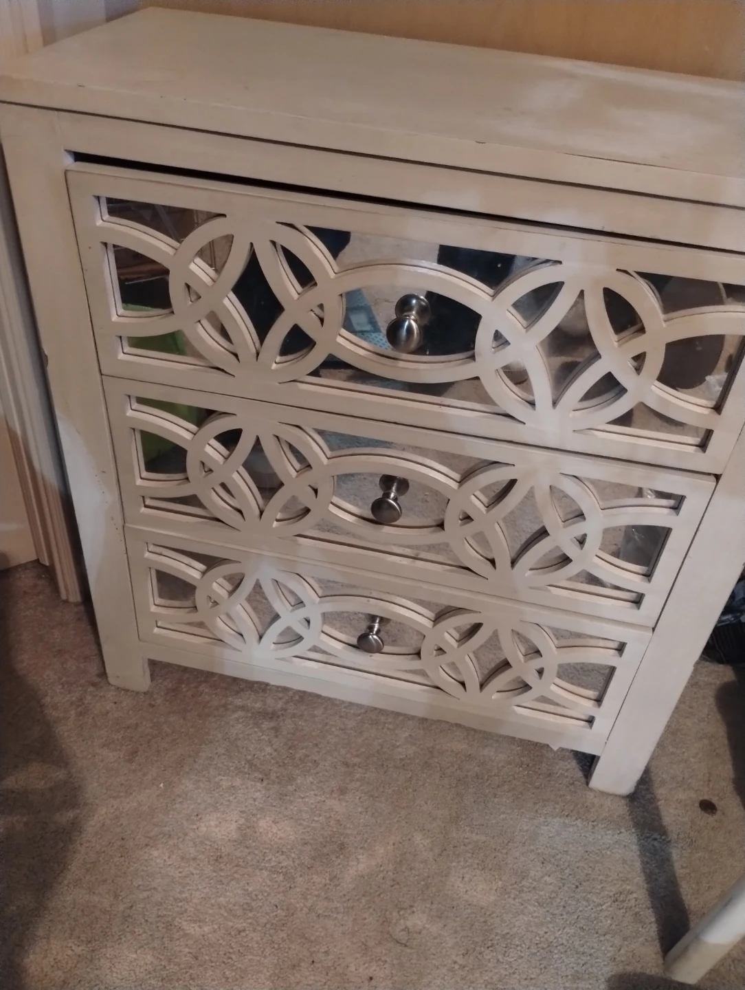 Mirrored Accent Cabinet with 3 Drawers