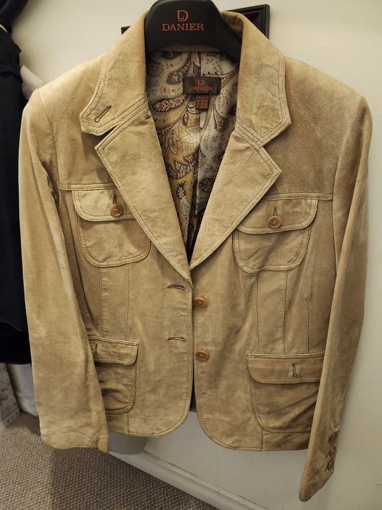 Danier Suede Blazer Jacket - Tan - Size 2XL