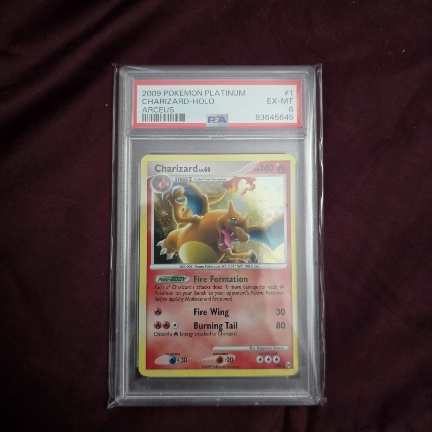 2009 Pokemon Platinum Charizard Holo EX-MT PSA