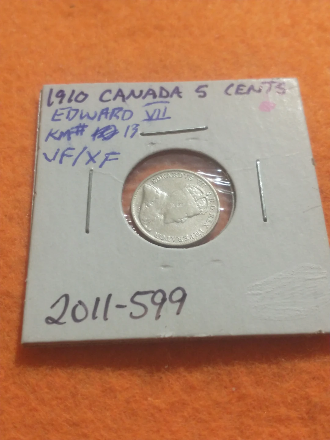 Lovely VF/XF 1910 Canada silver 5 cents Edward VII, KM #13 - photo 2