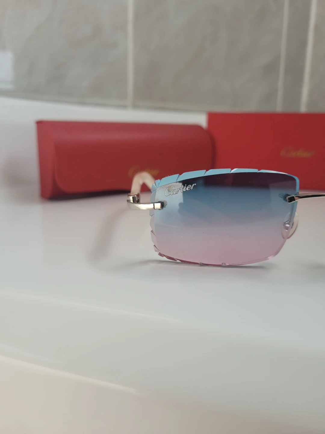 Cartier Rimless Sunglasses - Blue/Pink Gradient Lenses - photo 4