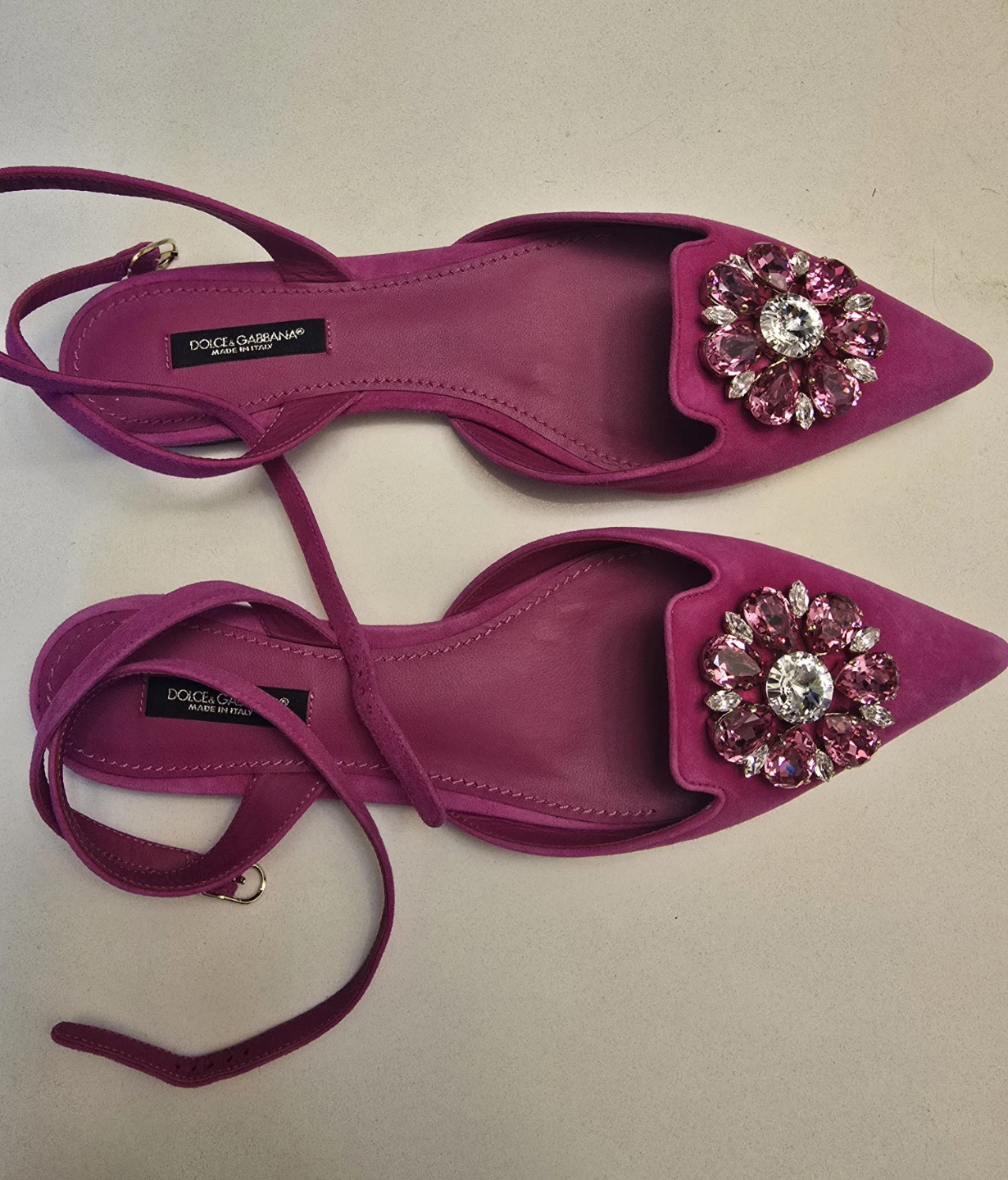Dolce & Gabbana Pink Suede Embellished Pointed Flats - photo 2