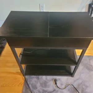 Black End Table with Built-in Power Outlets and USB Ports