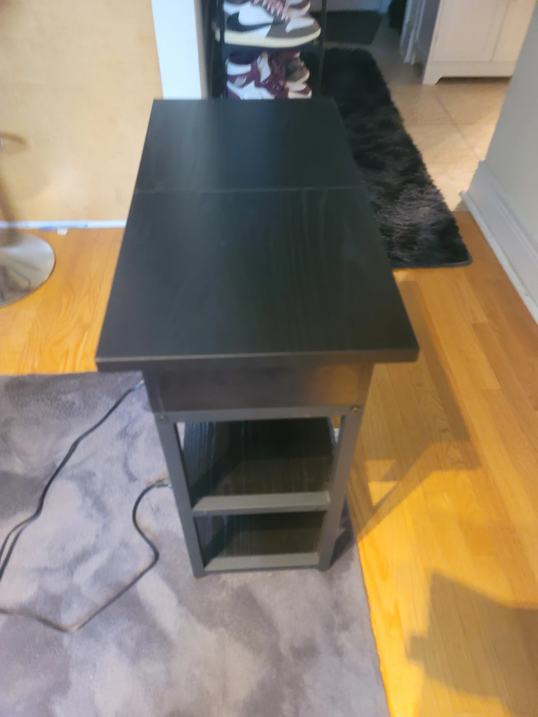 Black End Table with Built-in Power Outlets and USB Ports - photo 2