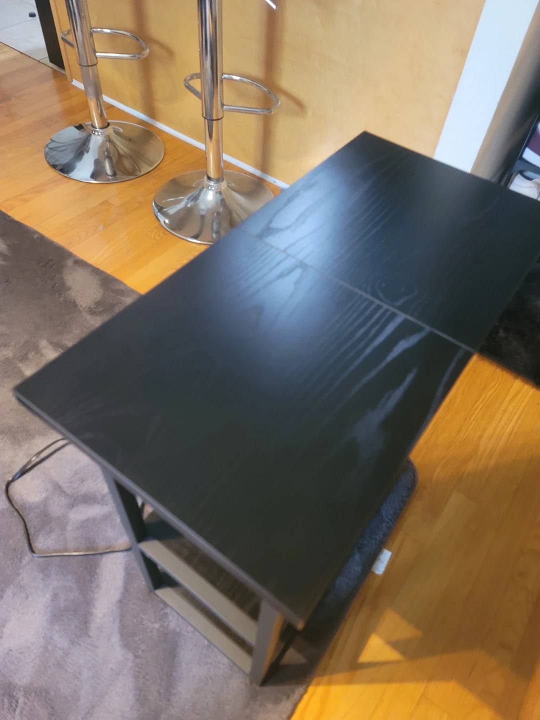 Black End Table with Built-in Power Outlets and USB Ports - photo 3