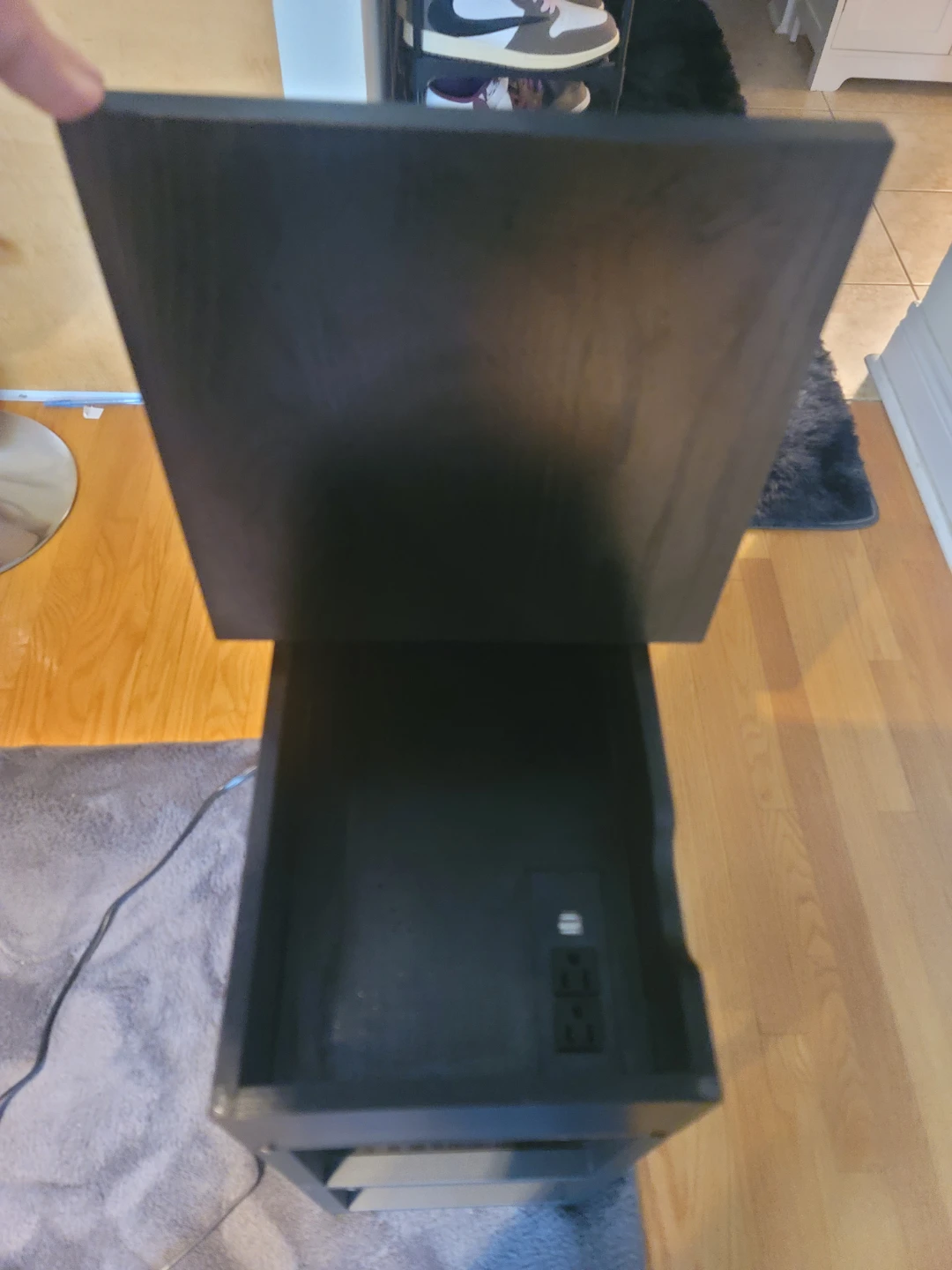 Black End Table with Built-in Power Outlets and USB Ports - photo 4
