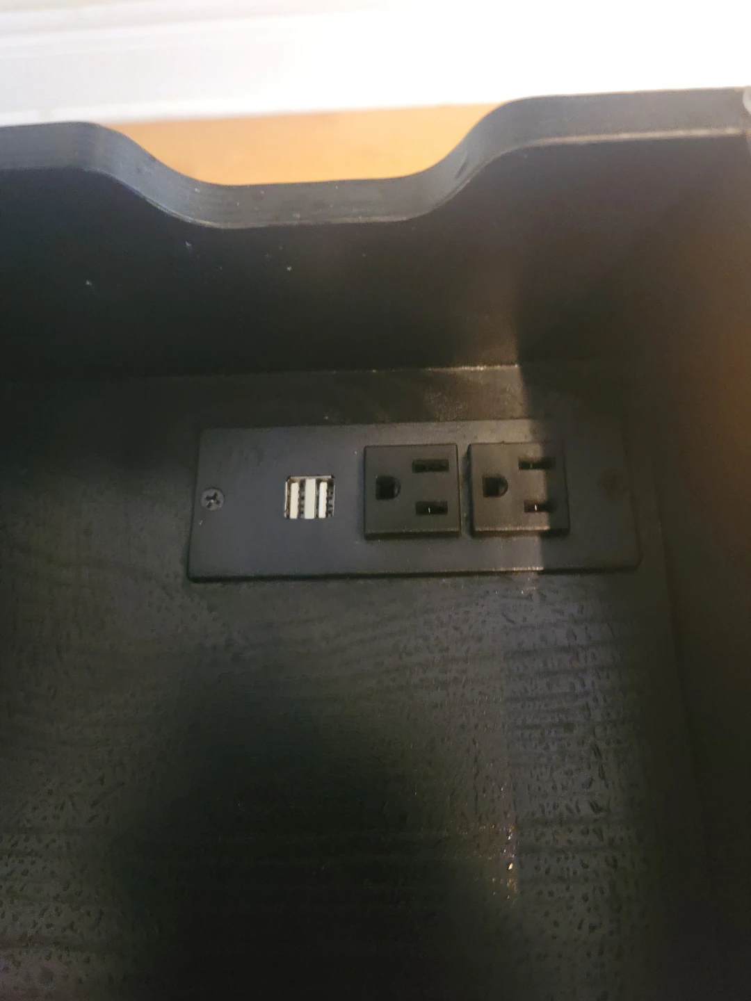 Black End Table with Built-in Power Outlets and USB Ports - photo 5