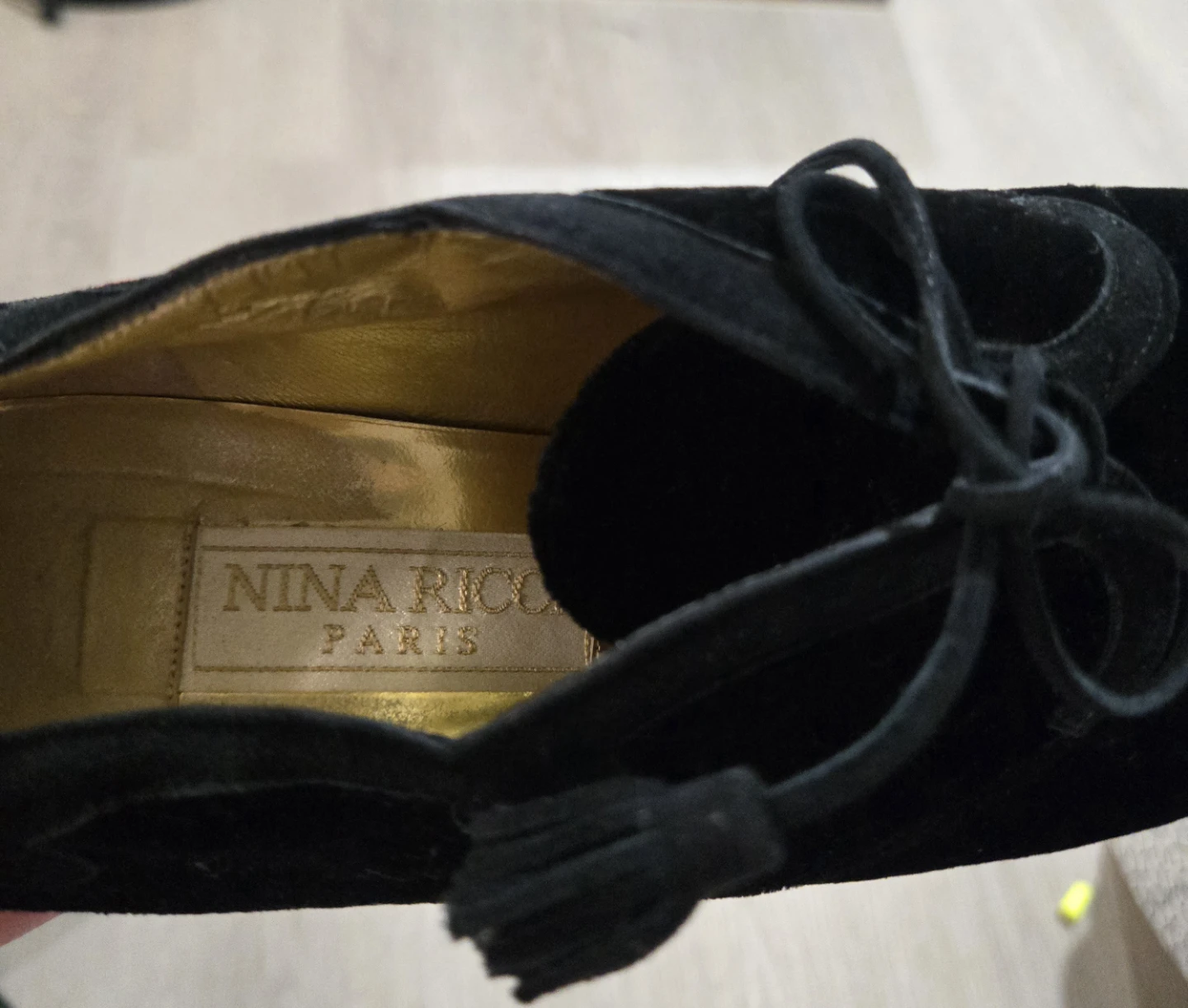 Vintage Nina Ricci Black Velvet Tassel Heels - photo 3