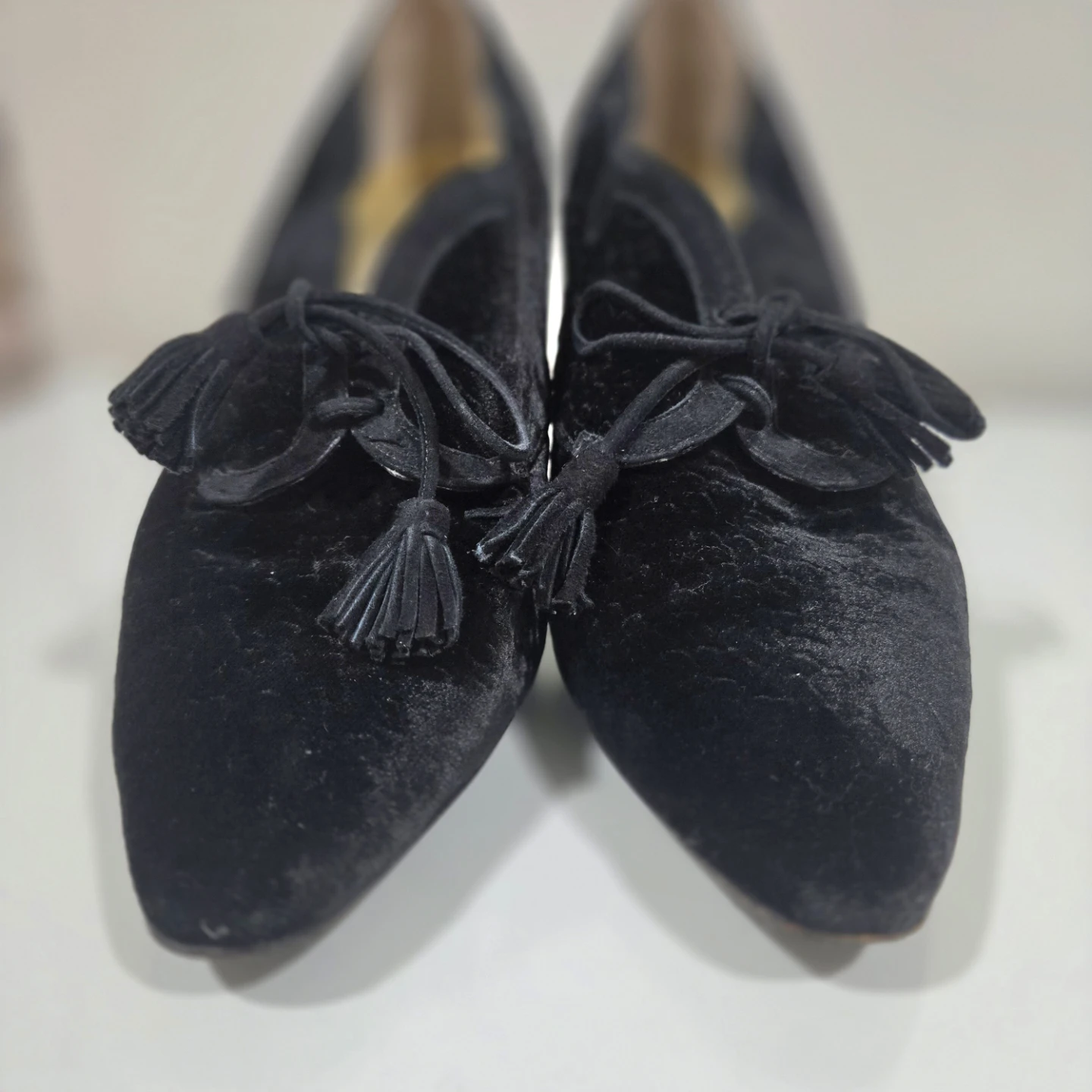 Vintage Nina Ricci Black Velvet Tassel Heels - photo 5