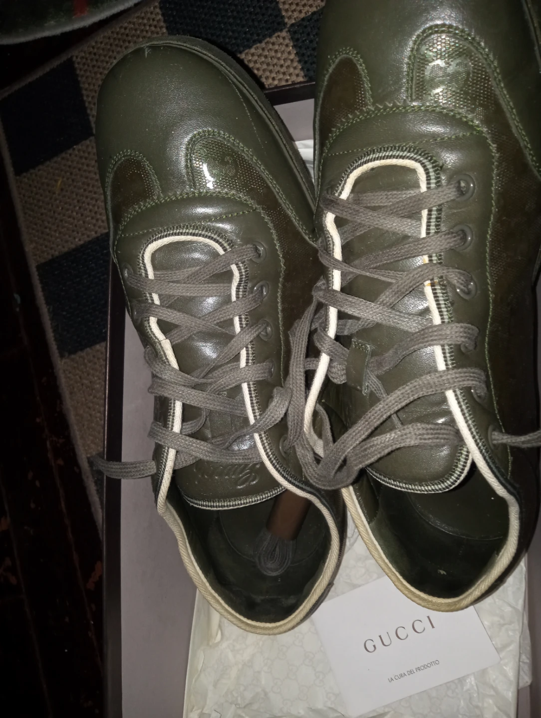 Gucci Olive Green Leather Sneakers - photo 4