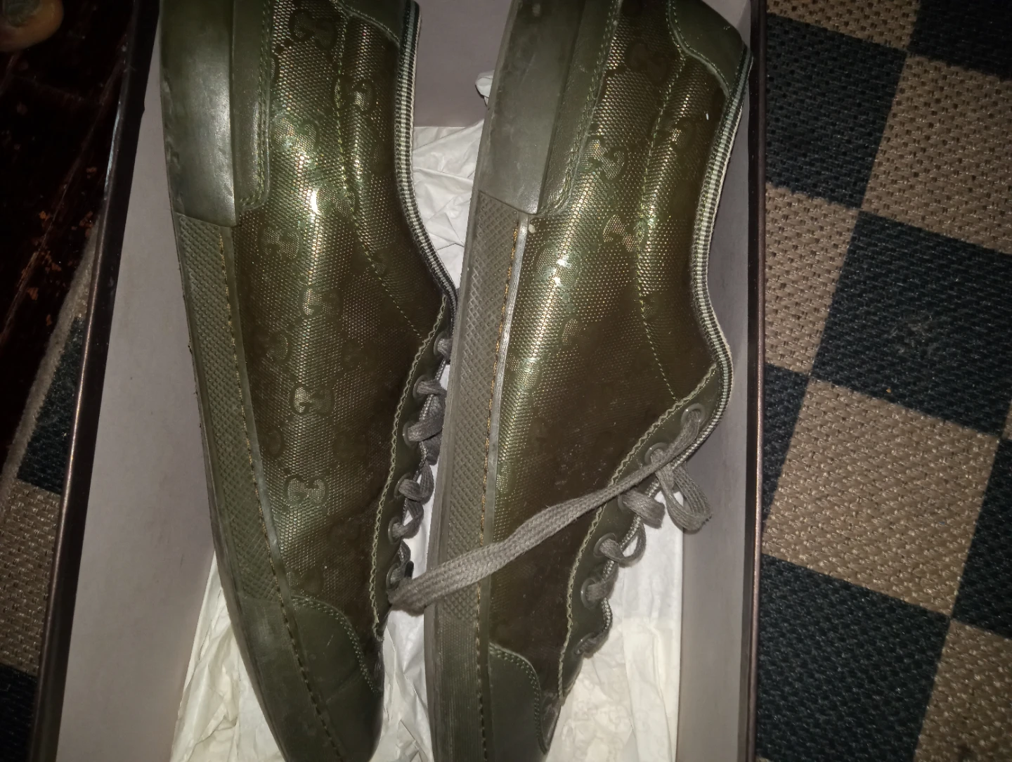 Gucci Olive Green Leather Sneakers - photo 5