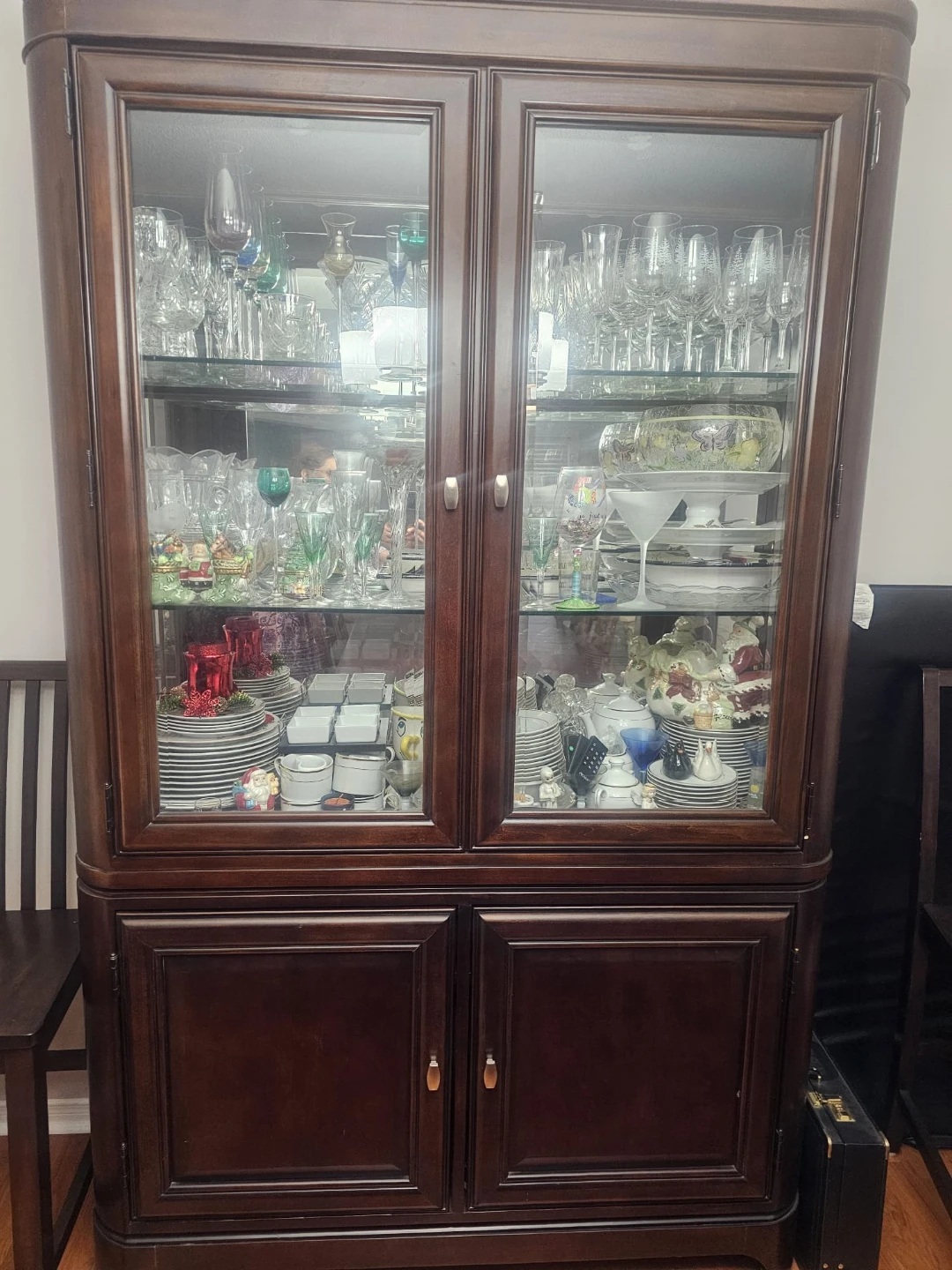 Wood China Cabinet with Glass Display