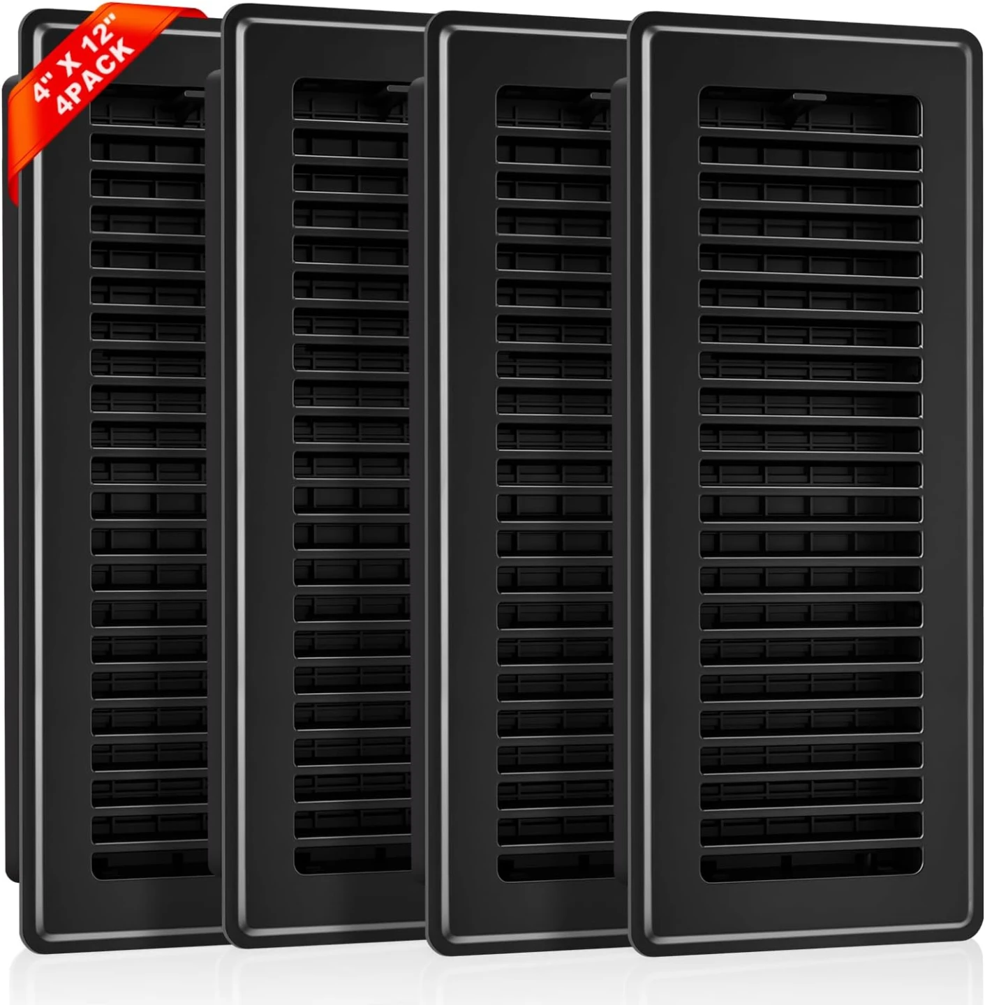 4x12 Black Floor Register Vents (4 Pack)