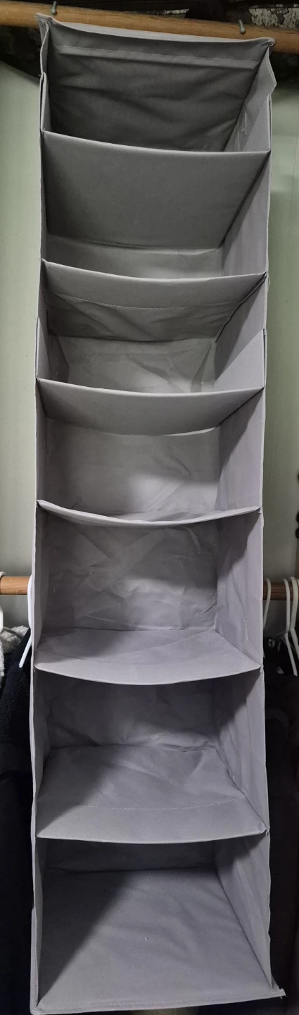 Grey Hanging Closet Organizer 7 Shelves