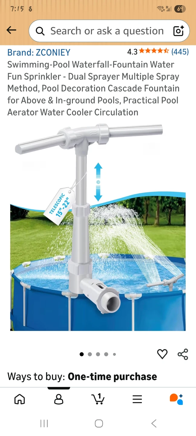 ZCONIEY Swimming Pool Waterfall Fountain Sprinkler