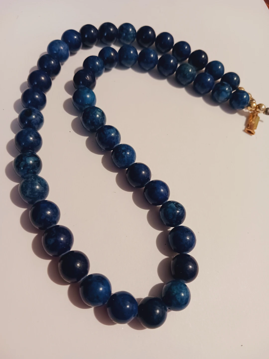 Lapis Lazul Beaded Necklace with Gold Tone  Clasp - photo 3