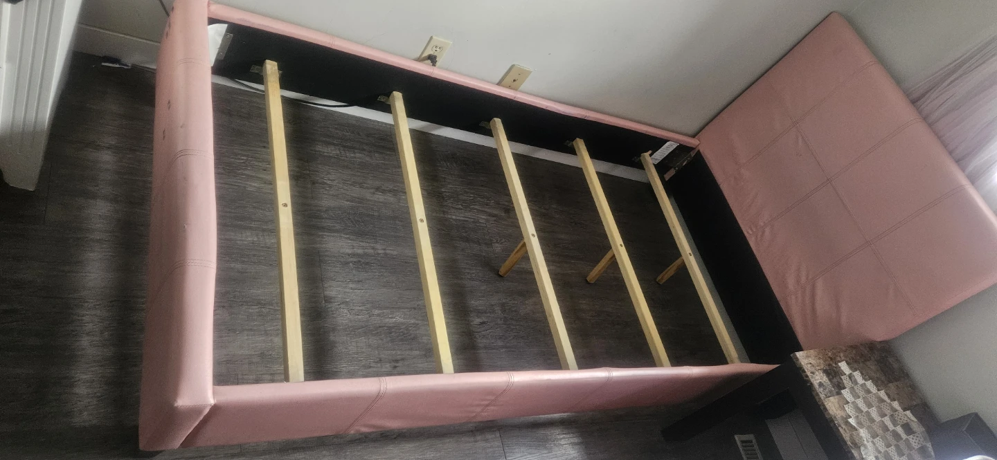Pink Upholstered Twin Bed Frame