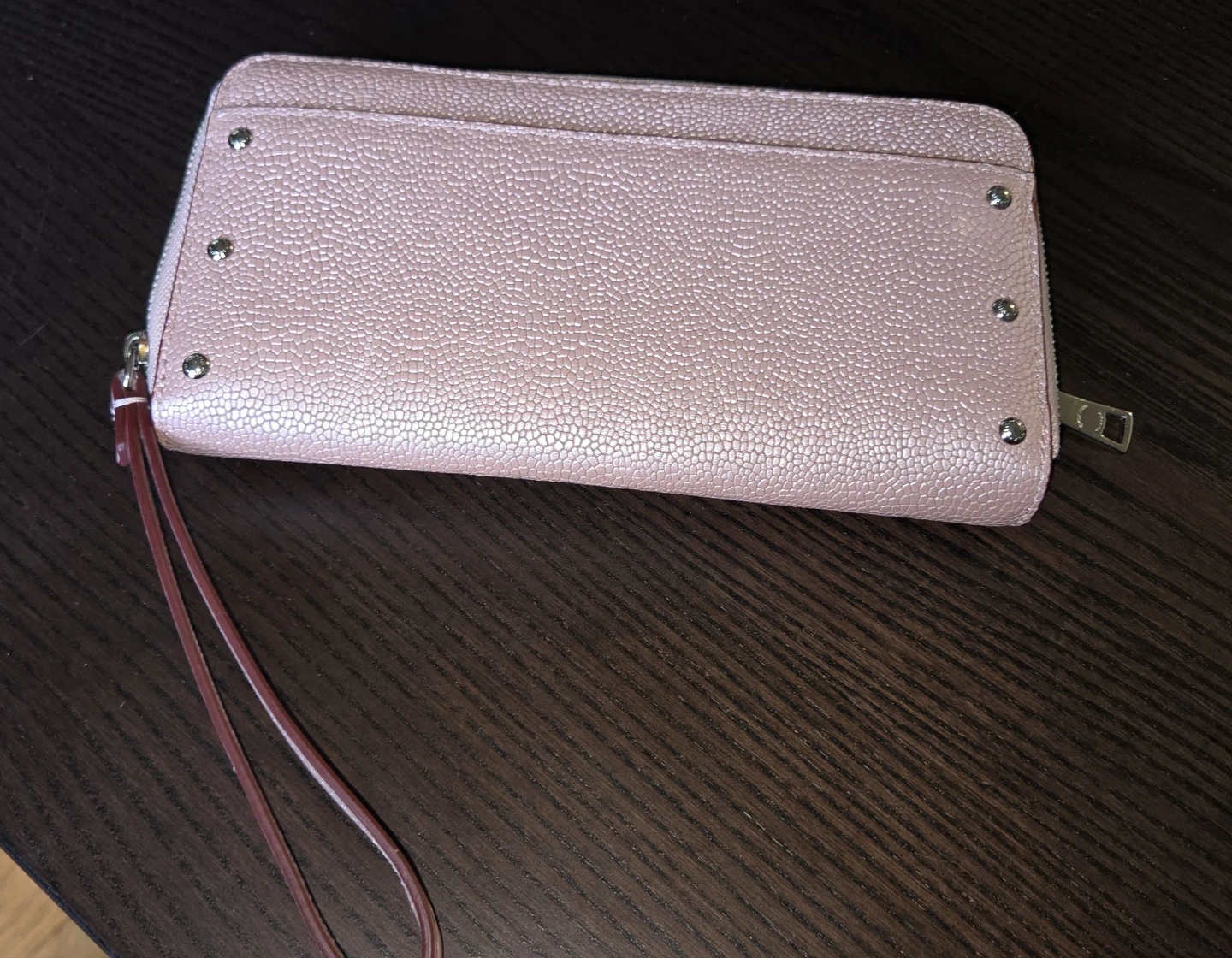 Coach Pink Leather Studded Zip Around Wristlet Wallet Clutch - photo 4